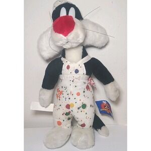 Play by Play Looney Tunes Sylvester the Cat 14" White Painter Overall 1998 Vtg